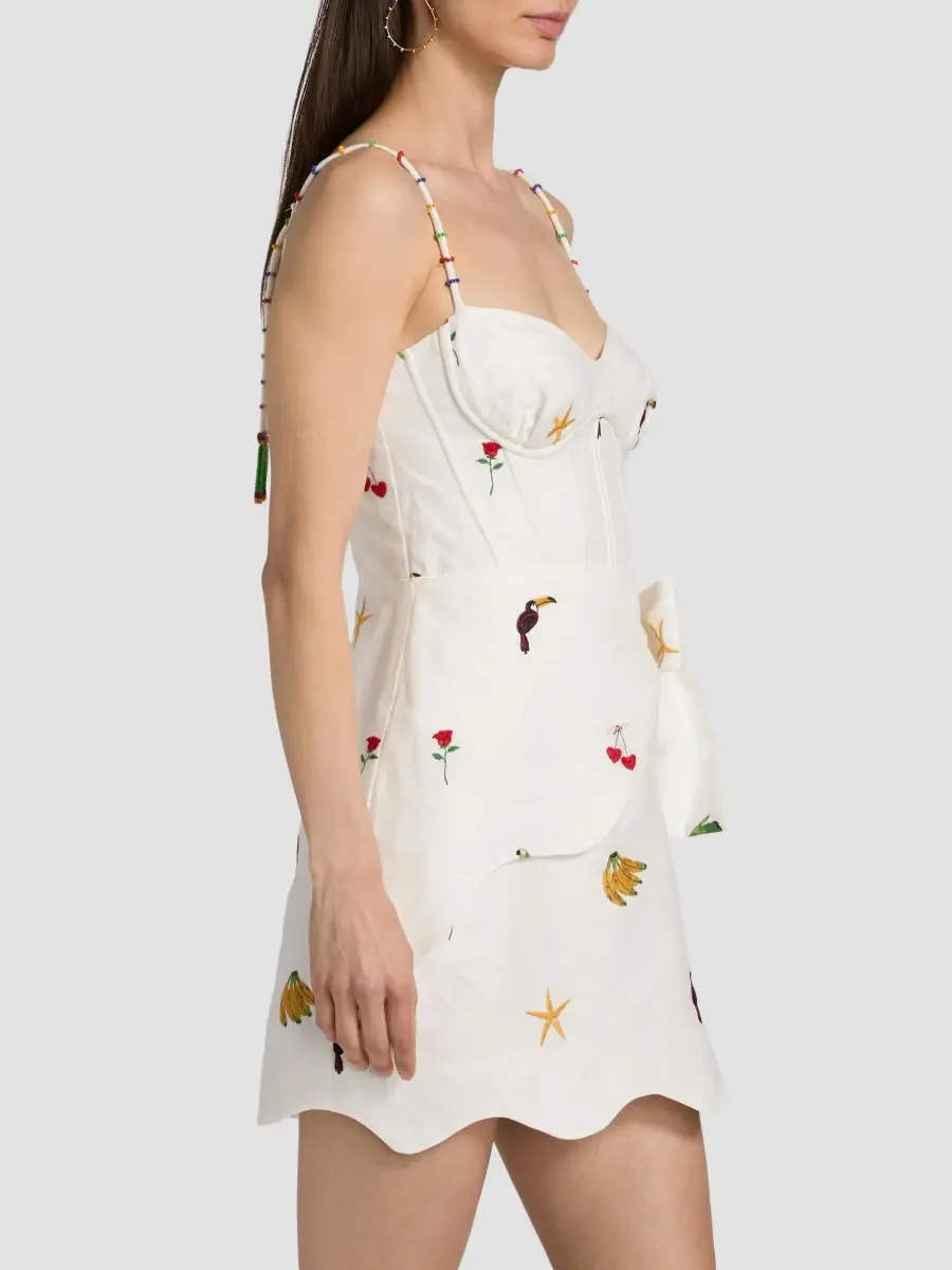 Farm Rio Women's `Cool Day Embroidered Mini Dress | Thumbnail 4 Farm Rio Women's `Cool Day Embroidered Mini Dress | Thumbnail 4