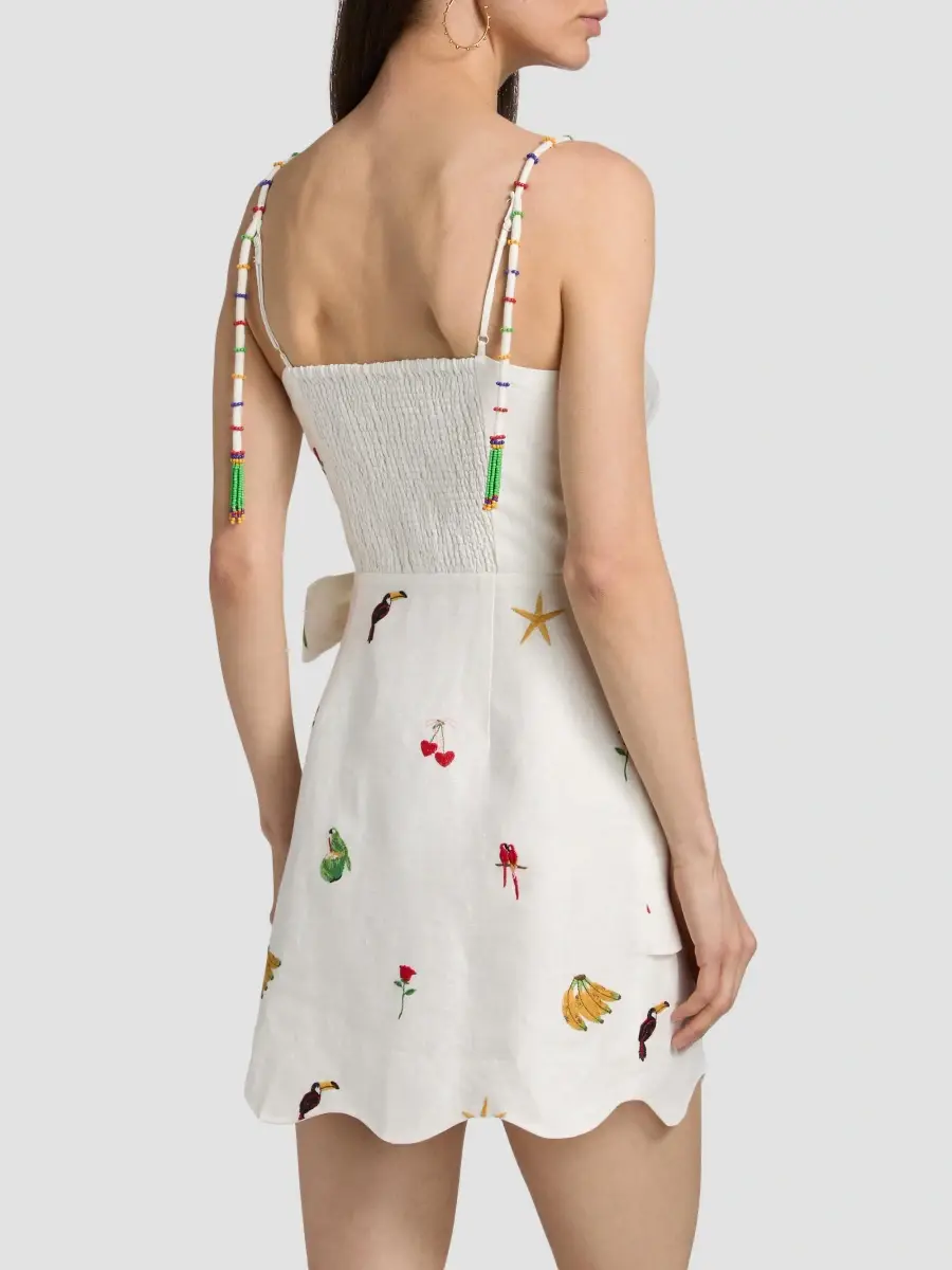 Farm Rio Women's `Cool Day Embroidered Mini Dress | Thumbnail 5 Farm Rio Women's `Cool Day Embroidered Mini Dress | Thumbnail 5