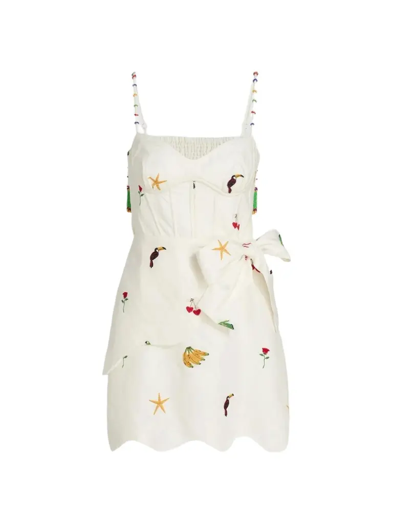 Farm Rio Women's `Cool Day Embroidered Mini Dress