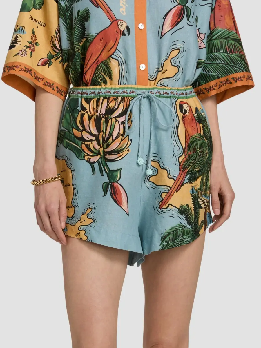 Farm Rio Women's Ligia Floral Linen-Blend Shorts | Thumbnail 3 Farm Rio Women's Ligia Floral Linen-Blend Shorts | Thumbnail 3