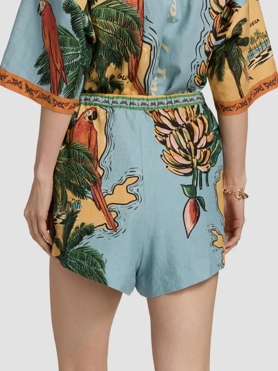Farm Rio Women's Ligia Floral Linen-Blend Shorts | Thumbnail 5 Farm Rio Women's Ligia Floral Linen-Blend Shorts | Thumbnail 5