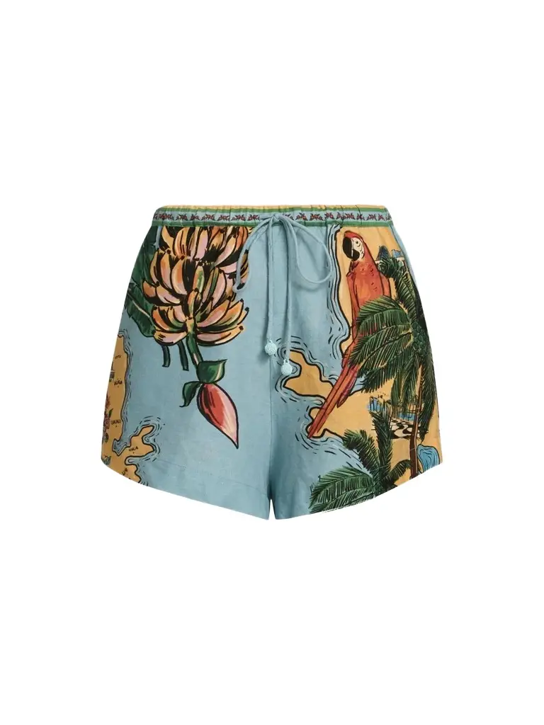 Farm Rio Women's Ligia Floral Linen-Blend Shorts
