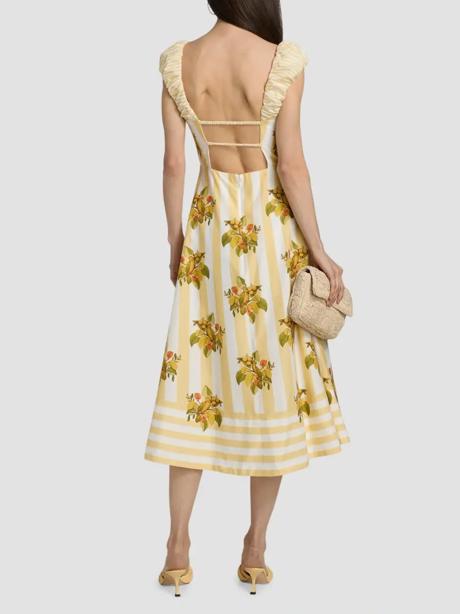 Farm Rio Women's Lemon Birds Sweetheart Neck Midi Dress | Thumbnail 5 Farm Rio Women's Lemon Birds Sweetheart Neck Midi Dress | Thumbnail 5