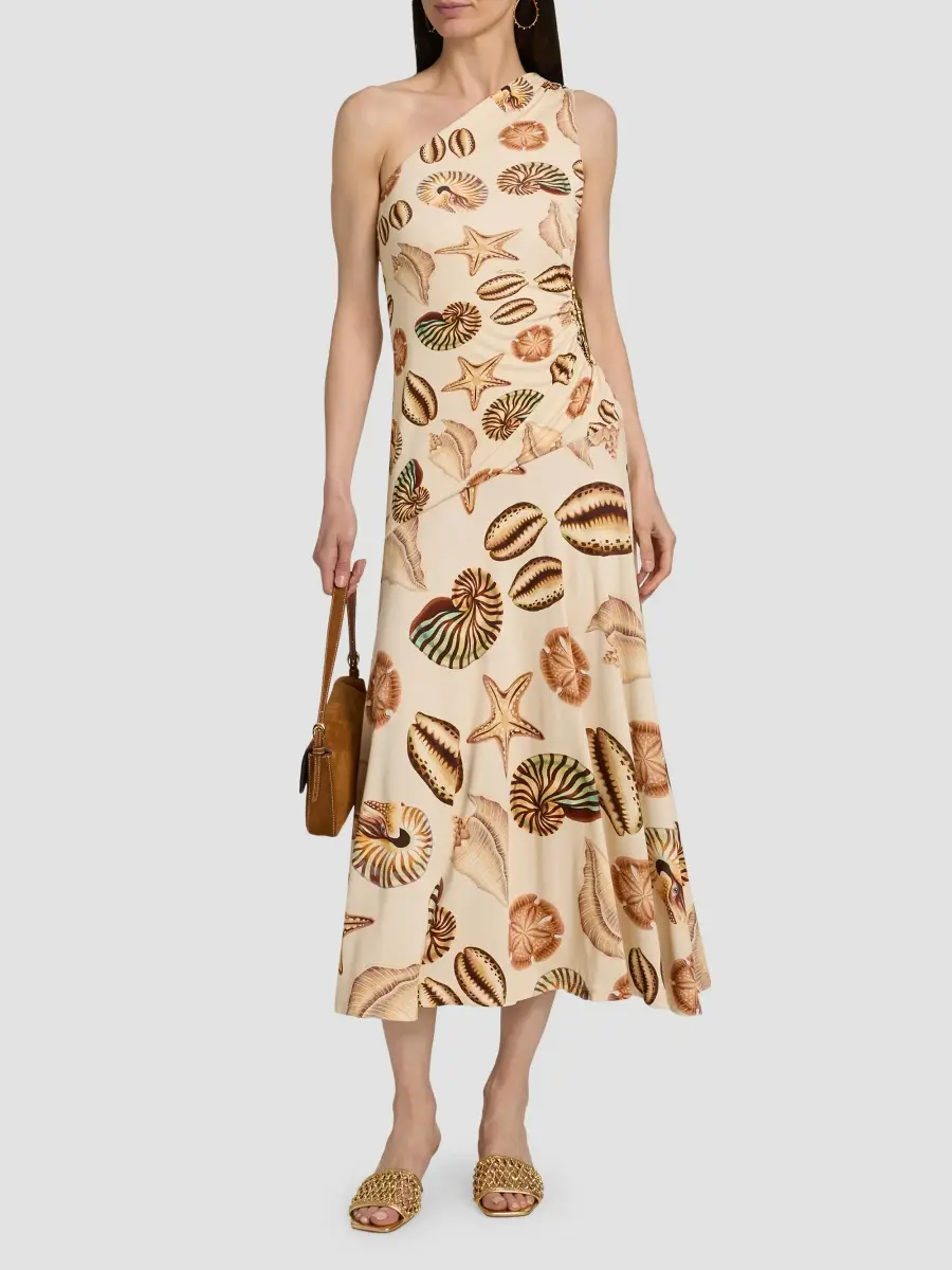 Farm Rio Women's Marine Shells One-Shoulder Midi Dress | Thumbnail 2