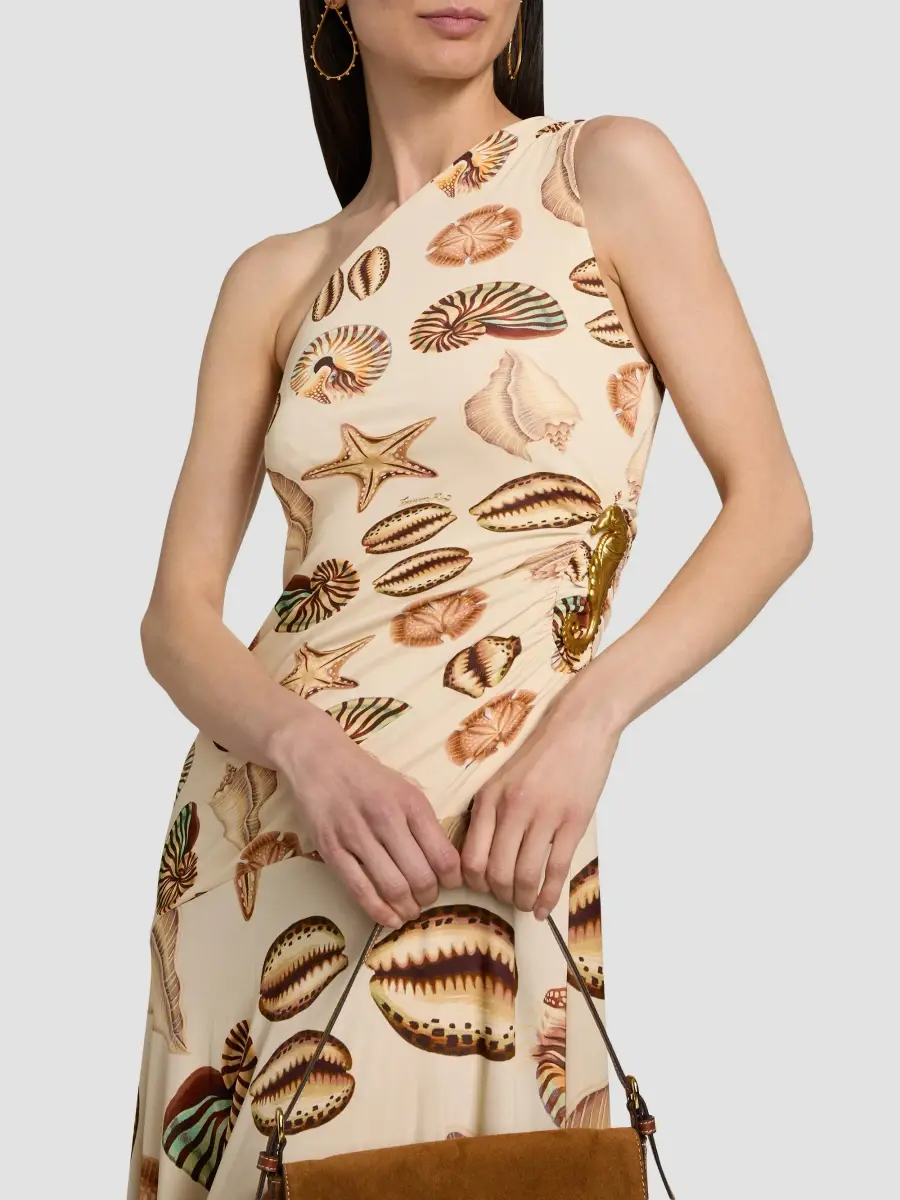 Farm Rio Women's Marine Shells One-Shoulder Midi Dress | Thumbnail 6