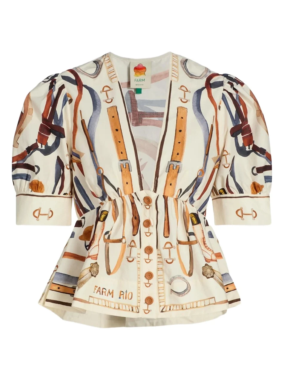 Women's Equestrian Scarf Cotton Blouse