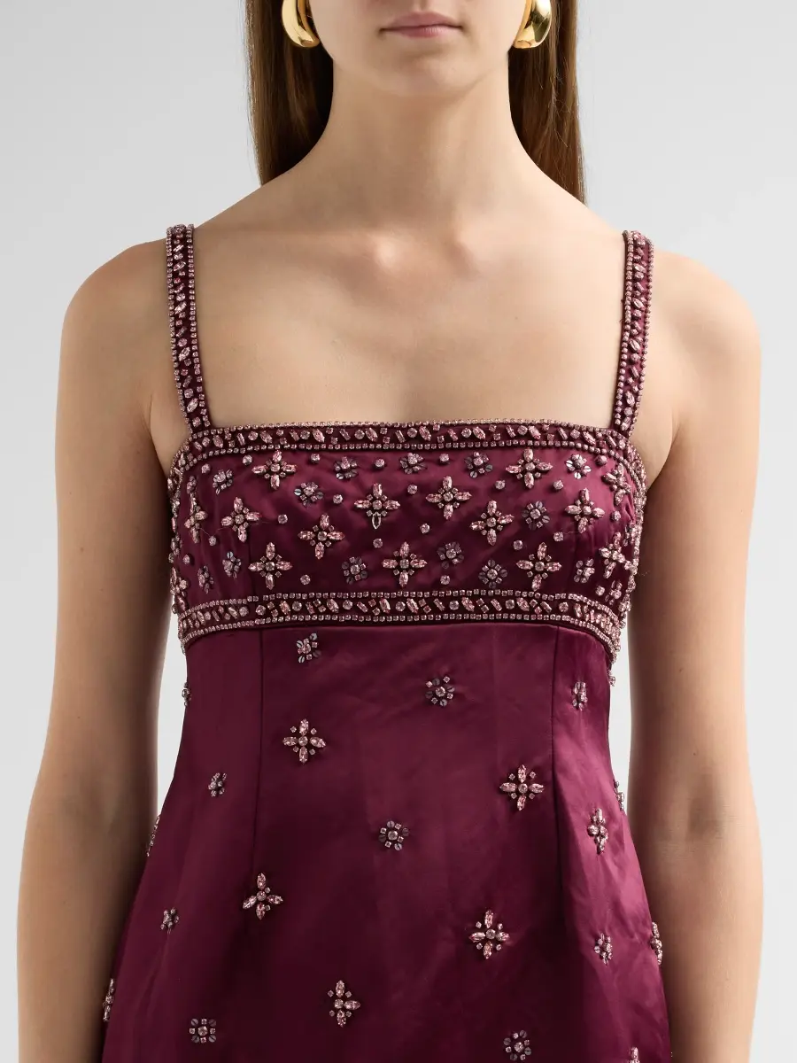 LoveShackFancy Women's Casslouie Beaded Satin Mini Dress | Thumbnail 5