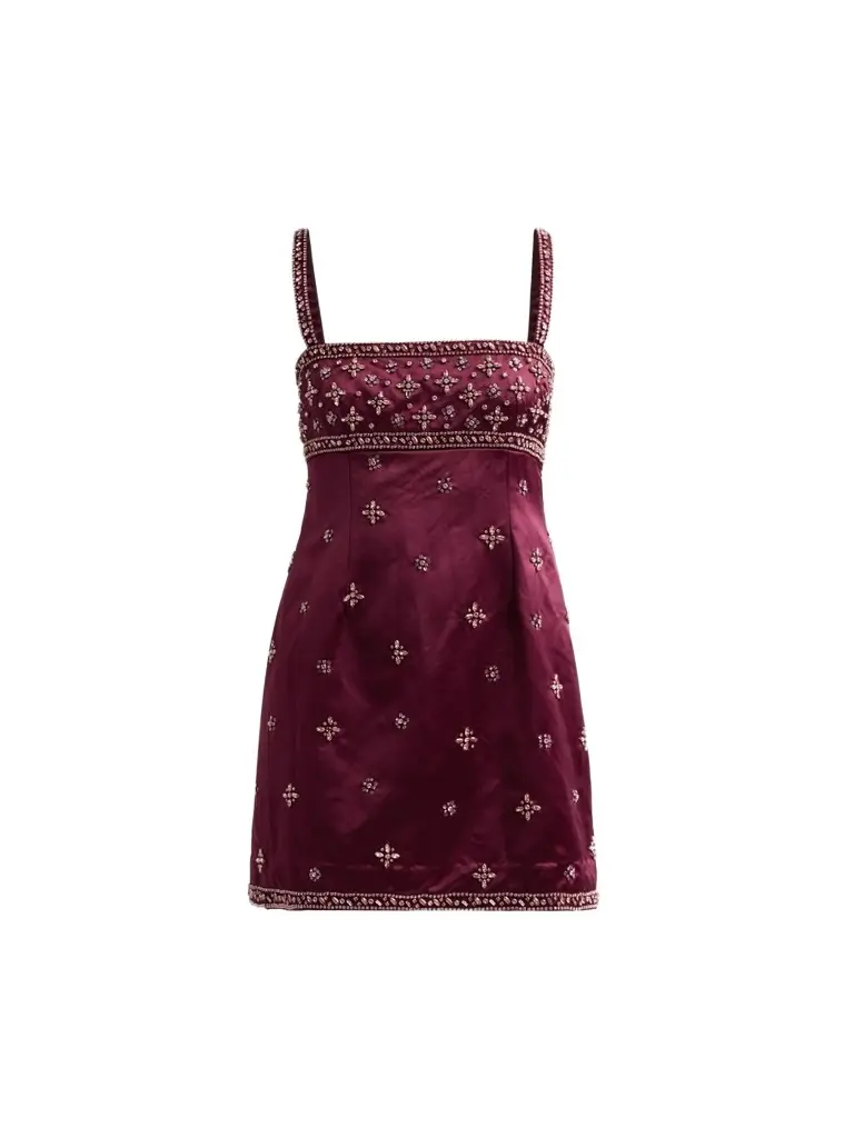 Women's Casslouie Beaded Satin Mini Dress Women's Casslouie Beaded Satin Mini Dress