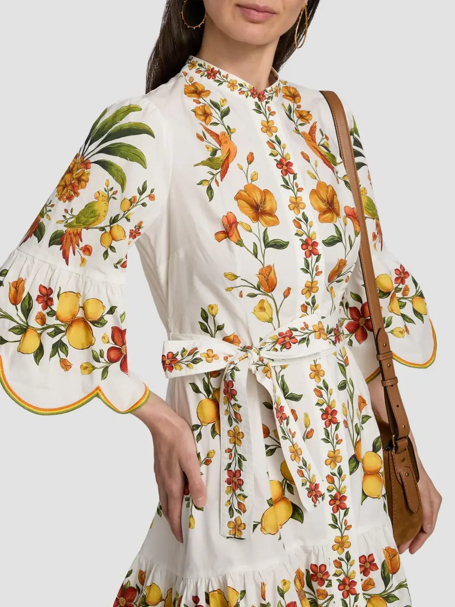 Farm Rio Women's Lemon Bouquet Belted Puff-Sleeve Mini Dress | Thumbnail 6 Farm Rio Women's Lemon Bouquet Belted Puff-Sleeve Mini Dress | Thumbnail 6