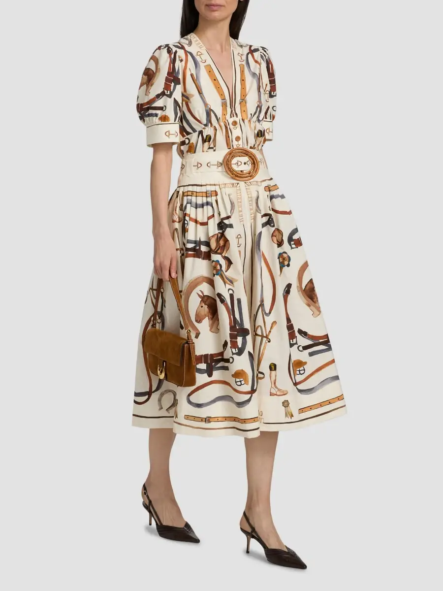 Farm Rio Women's Equestrian Scarf Midi Skirt | Thumbnail 2 Farm Rio Women's Equestrian Scarf Midi Skirt | Thumbnail 2