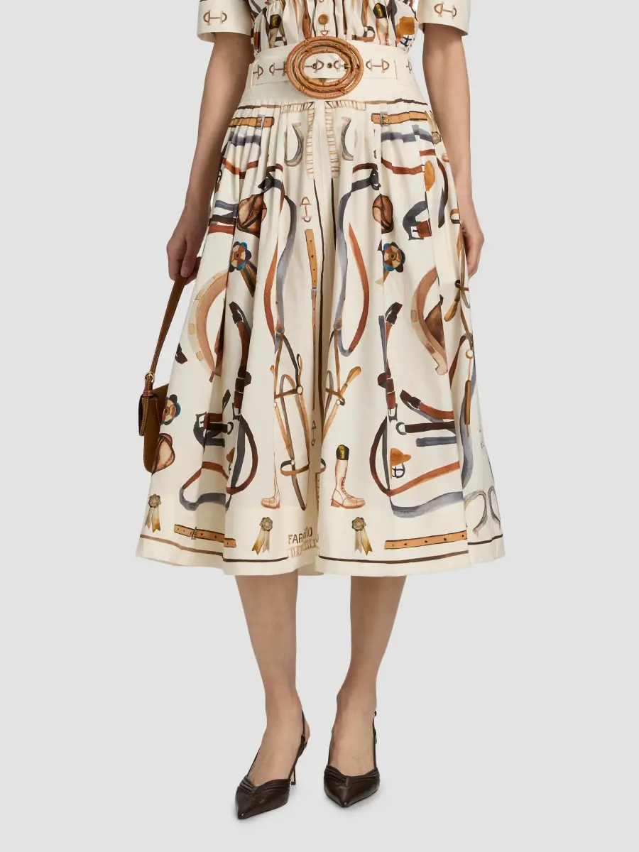 Farm Rio Women's Equestrian Scarf Midi Skirt | Thumbnail 3 Farm Rio Women's Equestrian Scarf Midi Skirt | Thumbnail 3