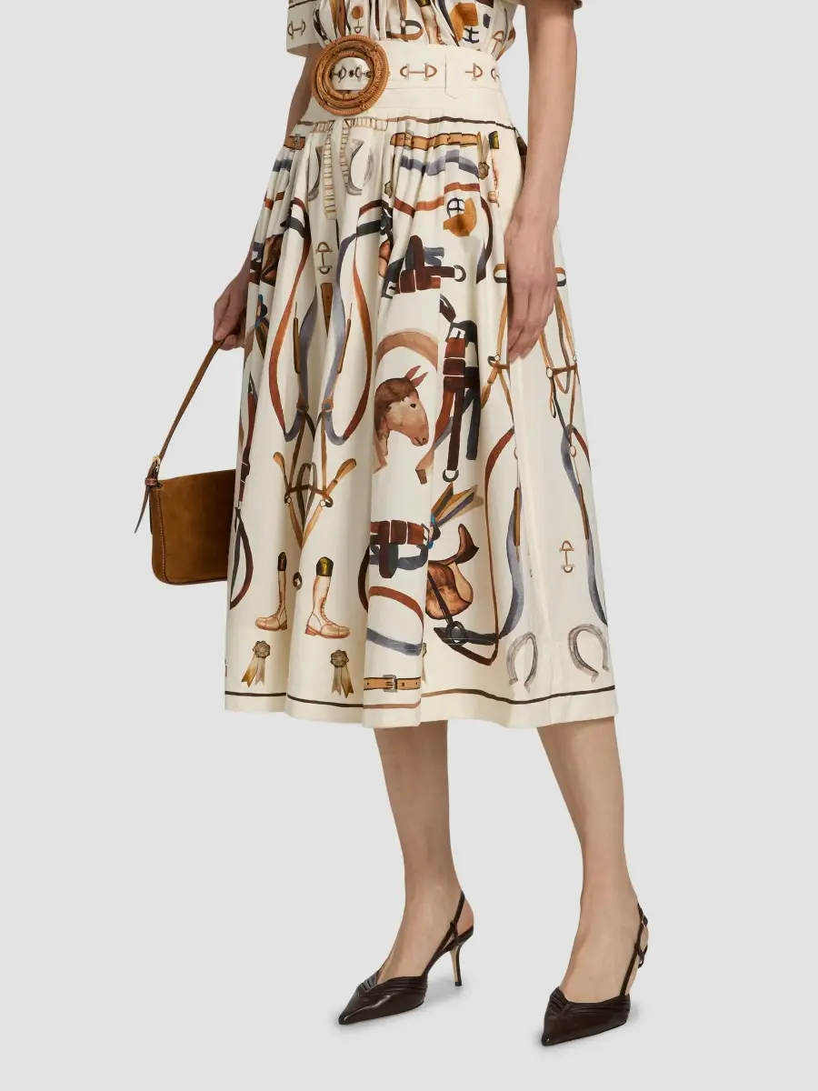 Farm Rio Women's Equestrian Scarf Midi Skirt | Thumbnail 4 Farm Rio Women's Equestrian Scarf Midi Skirt | Thumbnail 4