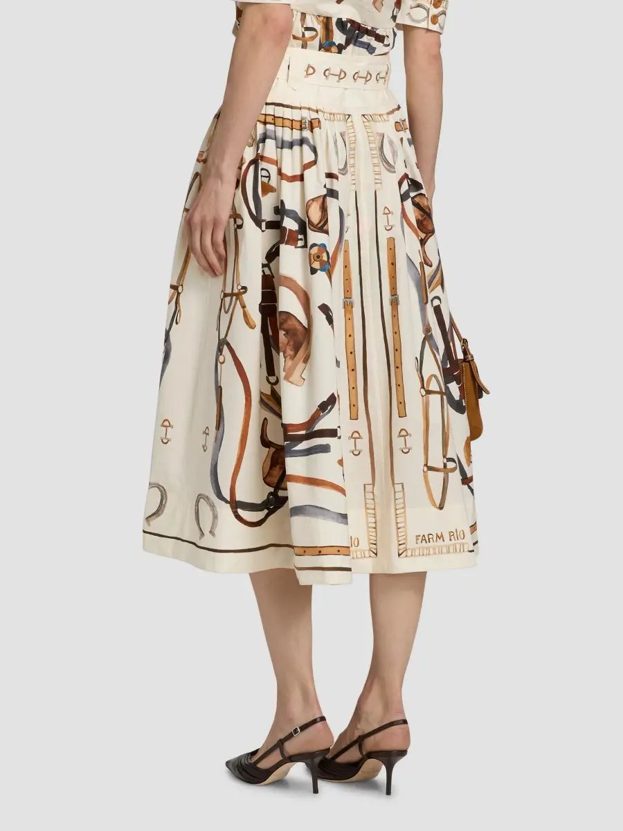 Farm Rio Women's Equestrian Scarf Midi Skirt | Thumbnail 5 Farm Rio Women's Equestrian Scarf Midi Skirt | Thumbnail 5
