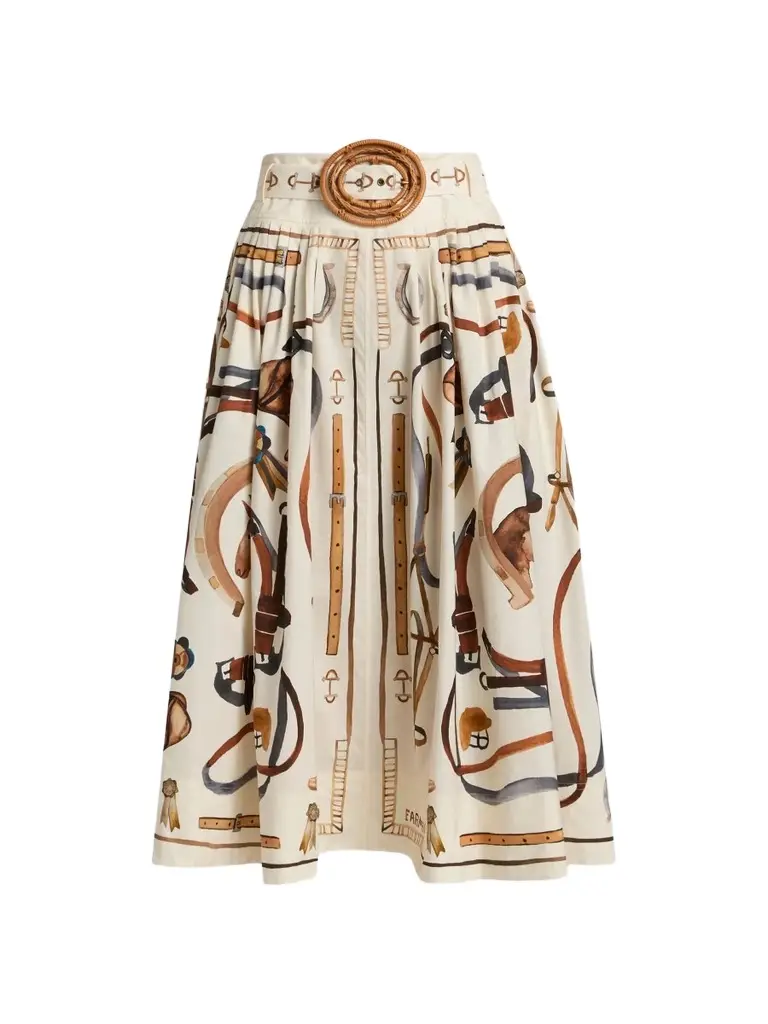 Farm Rio Women's Equestrian Scarf Midi Skirt
