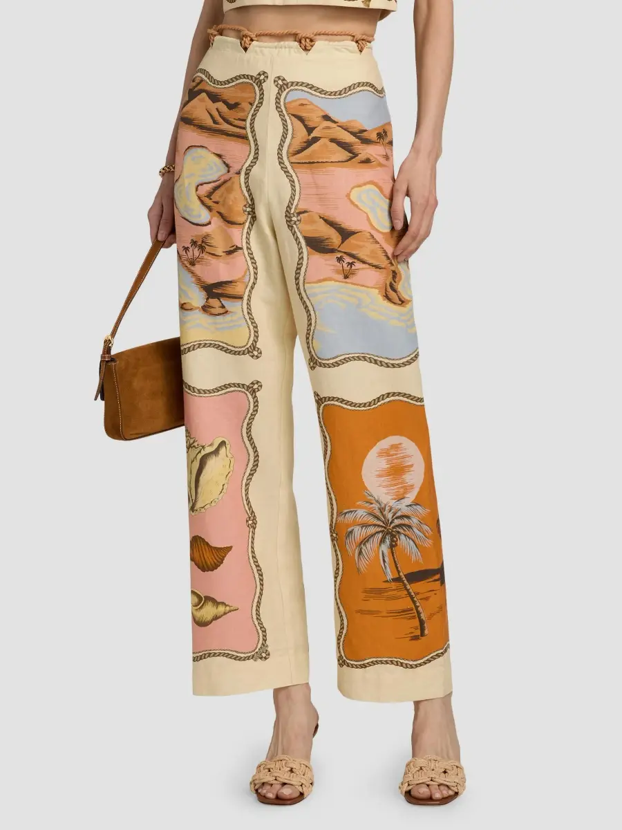 Farm Rio Women's Rio Souvenir Scarves Rope Detail Pants | Thumbnail 3 Farm Rio Women's Rio Souvenir Scarves Rope Detail Pants | Thumbnail 3