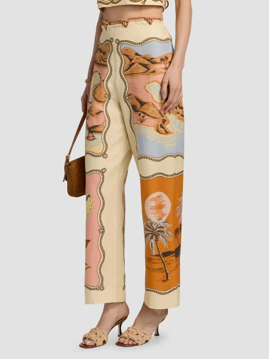Farm Rio Women's Rio Souvenir Scarves Rope Detail Pants | Thumbnail 4 Farm Rio Women's Rio Souvenir Scarves Rope Detail Pants | Thumbnail 4
