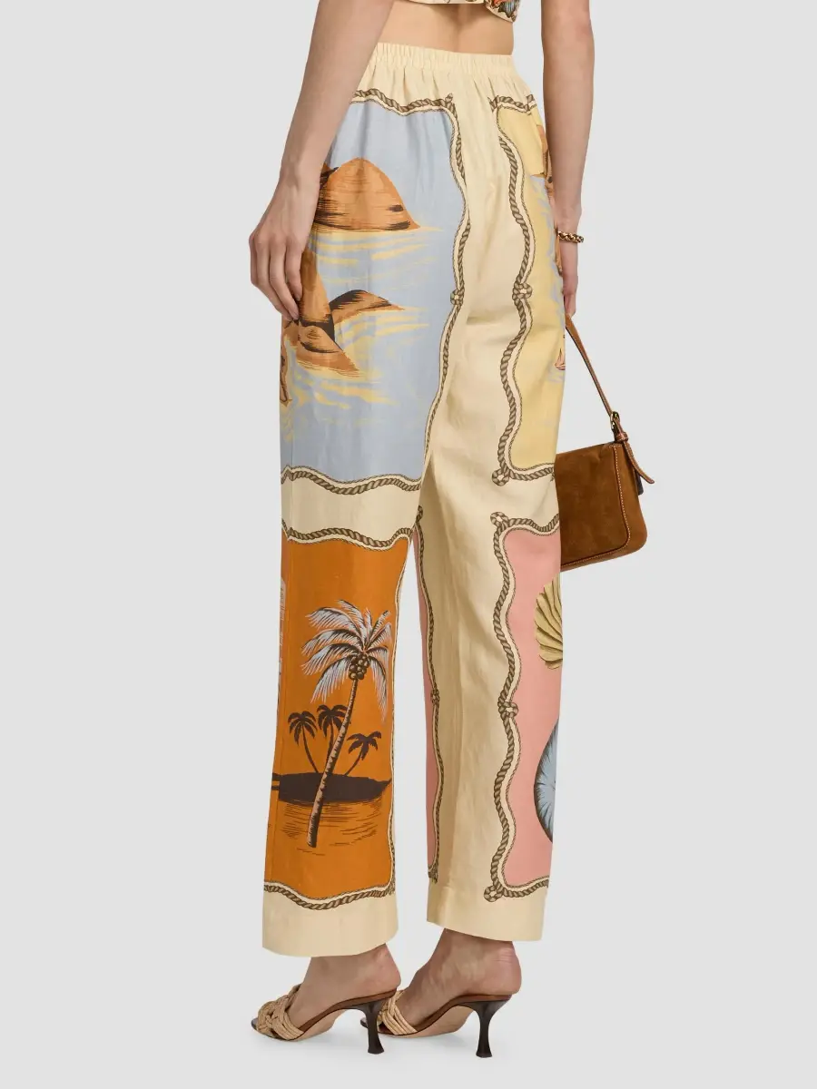 Farm Rio Women's Rio Souvenir Scarves Rope Detail Pants | Thumbnail 5 Farm Rio Women's Rio Souvenir Scarves Rope Detail Pants | Thumbnail 5