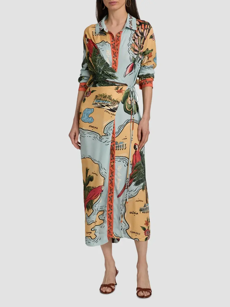 Farm Rio Women's Beaches Path Collared Button-Front Maxi Dress | Thumbnail 2 Farm Rio Women's Beaches Path Collared Button-Front Maxi Dress | Thumbnail 2