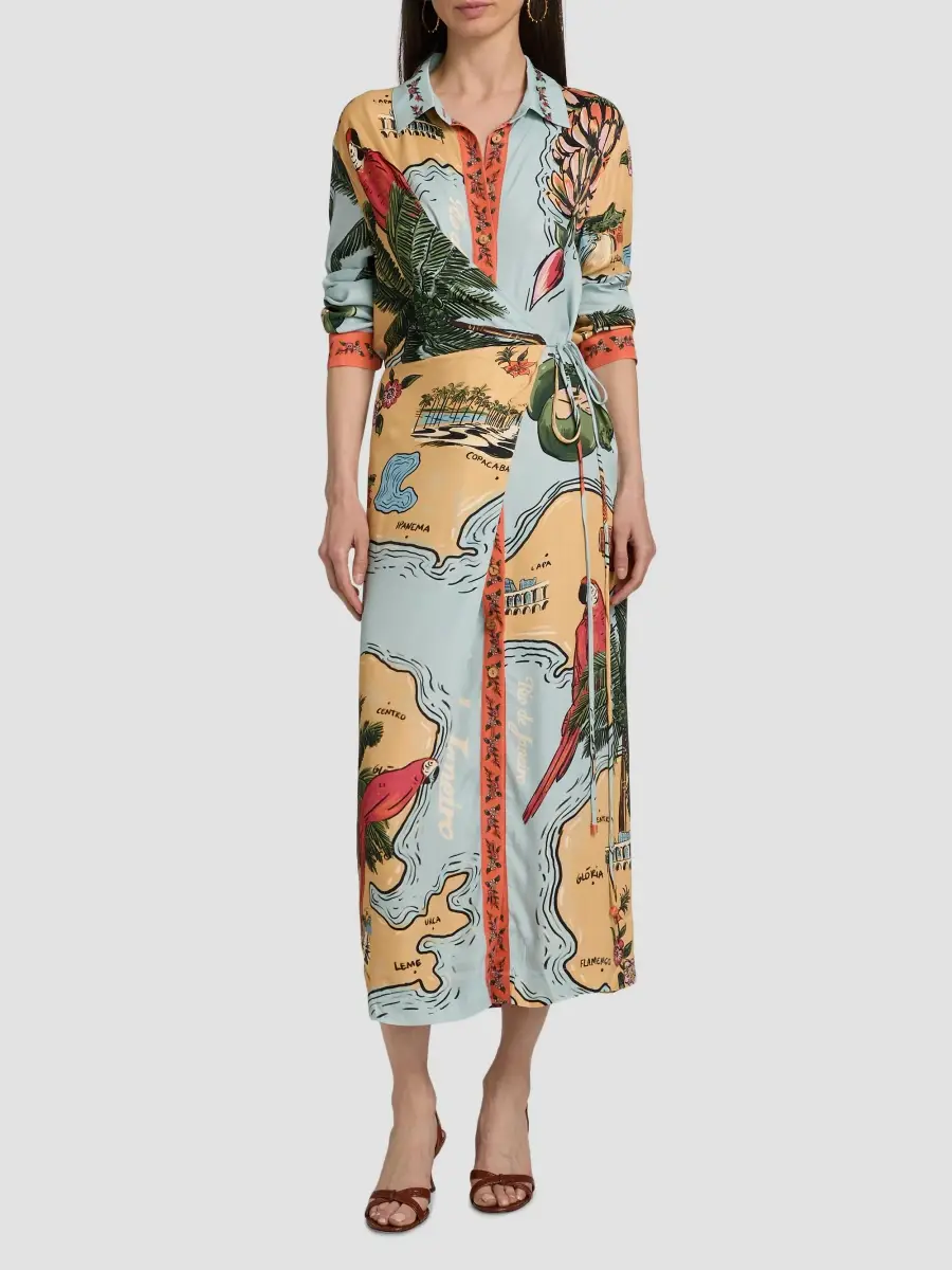Farm Rio Women's Beaches Path Collared Button-Front Maxi Dress | Thumbnail 3 Farm Rio Women's Beaches Path Collared Button-Front Maxi Dress | Thumbnail 3