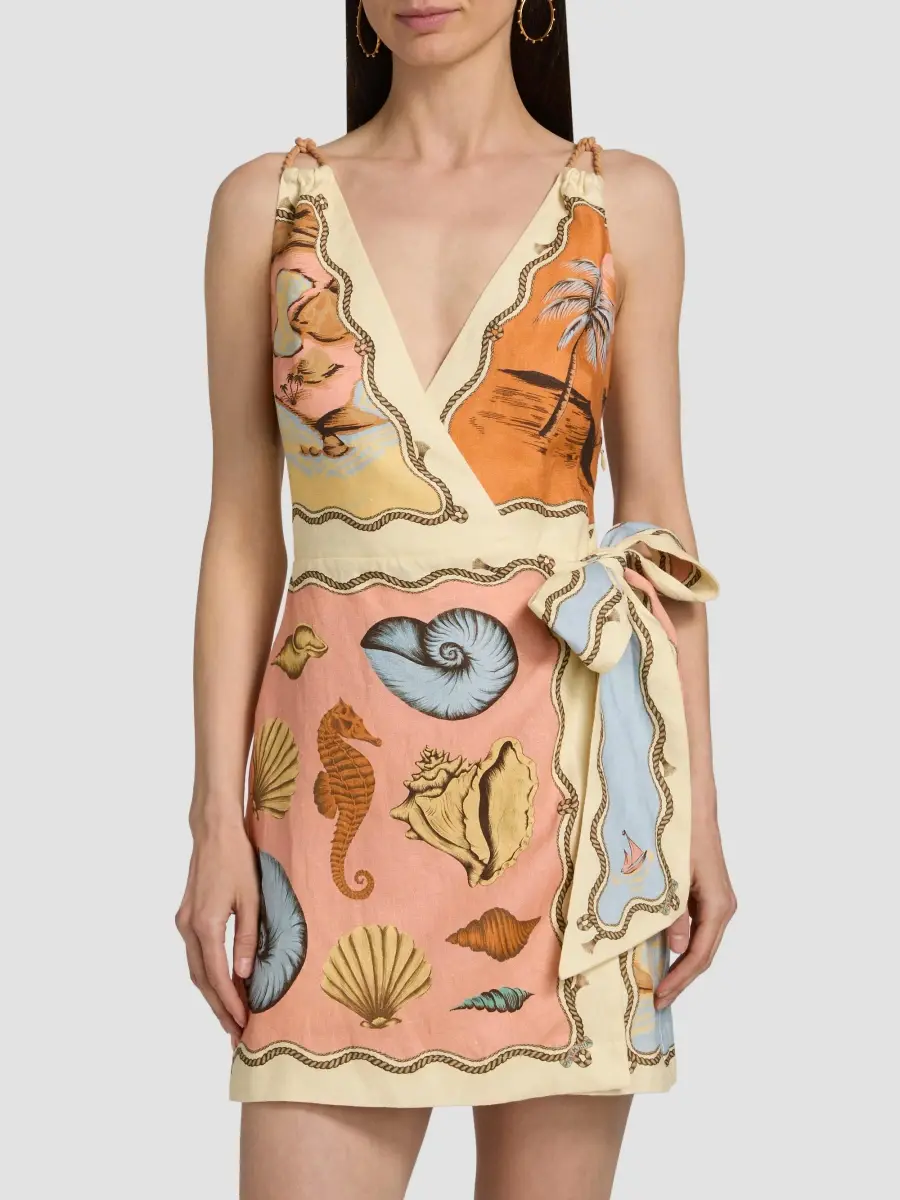 Farm Rio Women's Rio Souvenir Scarves Rope Straps Mini Dress | Thumbnail 3 Farm Rio Women's Rio Souvenir Scarves Rope Straps Mini Dress | Thumbnail 3