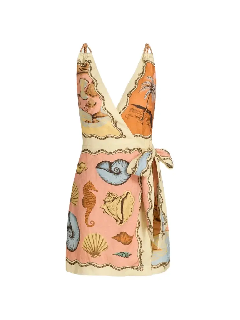 Farm Rio Women's Rio Souvenir Scarves Rope Straps Mini Dress