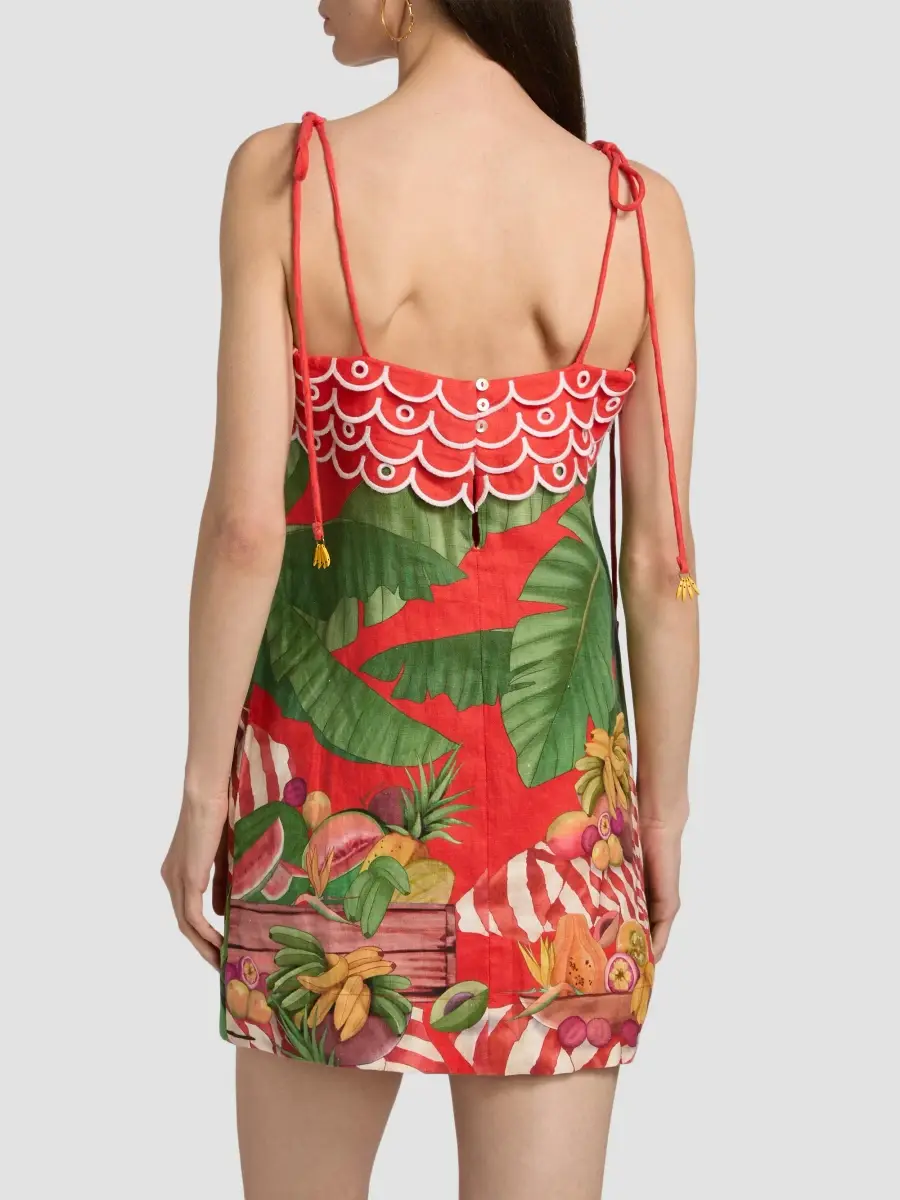 Farm Rio Women's Fruit Trolley Banana Tassels Mini Dress | Thumbnail 5 Farm Rio Women's Fruit Trolley Banana Tassels Mini Dress | Thumbnail 5