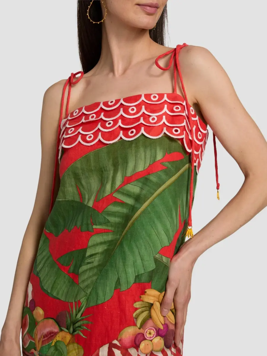 Farm Rio Women's Fruit Trolley Banana Tassels Mini Dress | Thumbnail 6 Farm Rio Women's Fruit Trolley Banana Tassels Mini Dress | Thumbnail 6