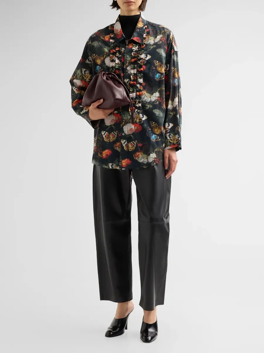 R13 Women's Floral Cotton Ruffle Shirt | Thumbnail 2 R13 Women's Floral Cotton Ruffle Shirt | Thumbnail 2