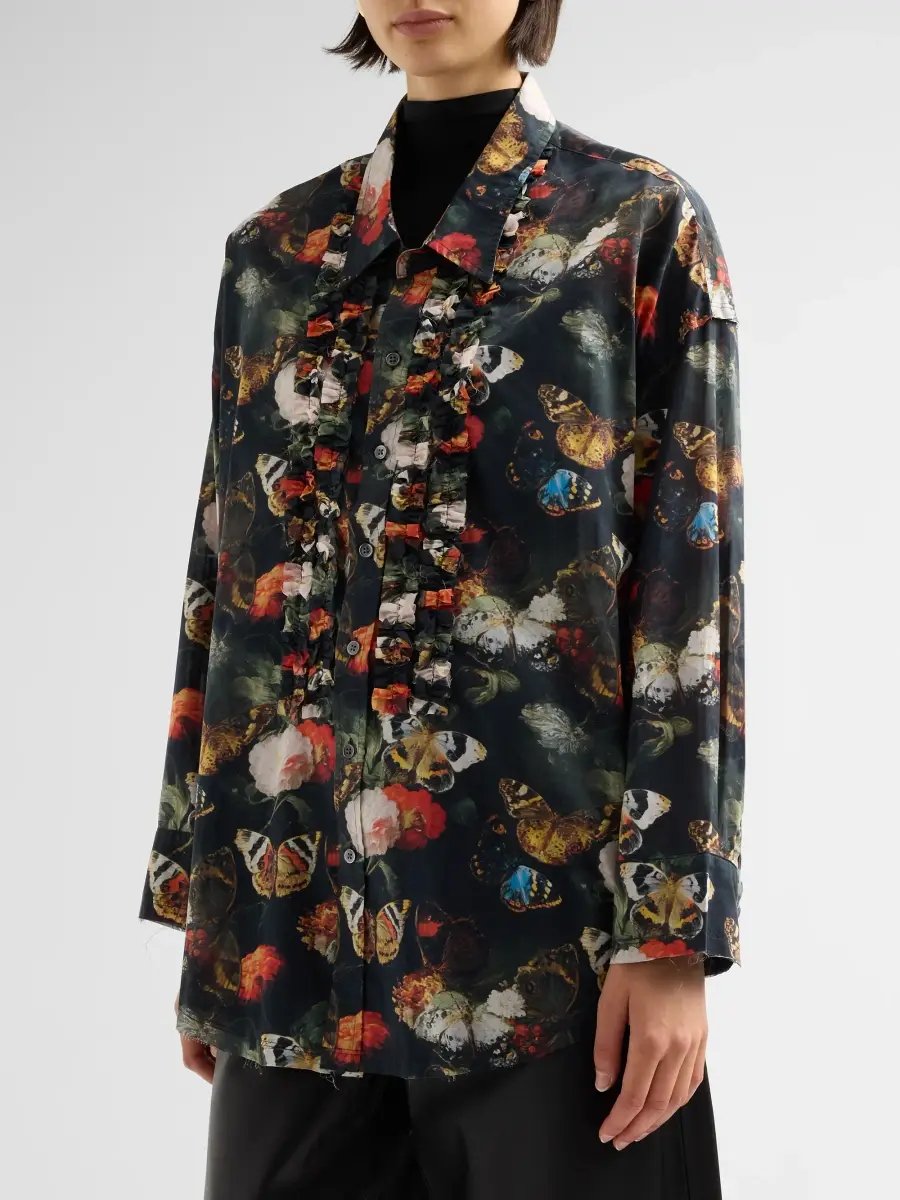R13 Women's Floral Cotton Ruffle Shirt | Thumbnail 4 R13 Women's Floral Cotton Ruffle Shirt | Thumbnail 4