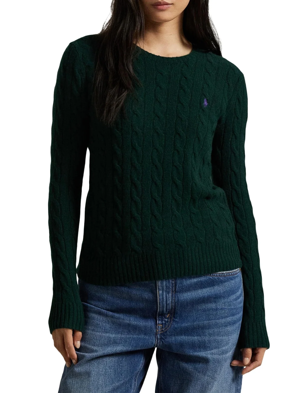 Women's Cable-Knit Wool-Cashmere Crewneck Sweater