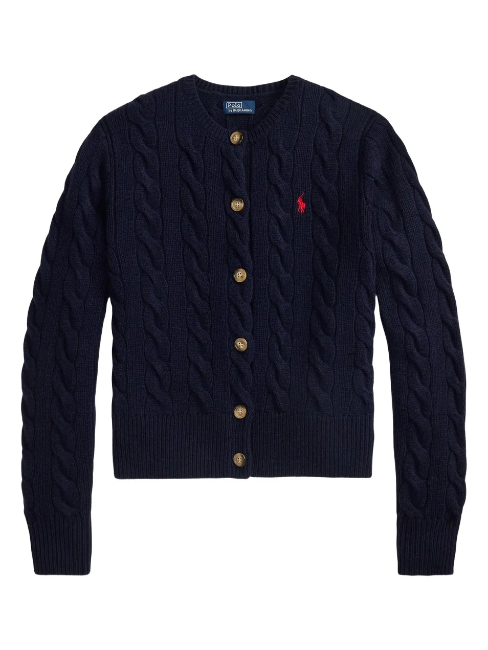 Women's Logo-Embroidered Wool-Blend Cable-Knit Cardigan Women's Logo-Embroidered Wool-Blend Cable-Knit Cardigan