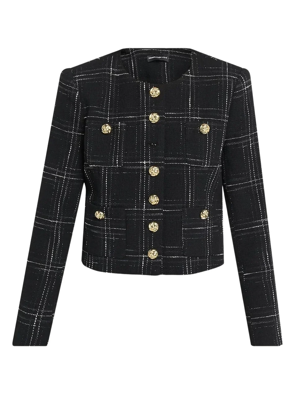 Women's Tweed Collarless Jacket Women's Tweed Collarless Jacket