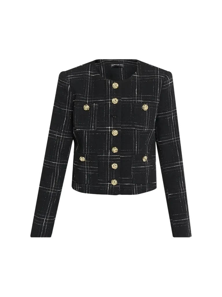 Women's Tweed Collarless Jacket Women's Tweed Collarless Jacket