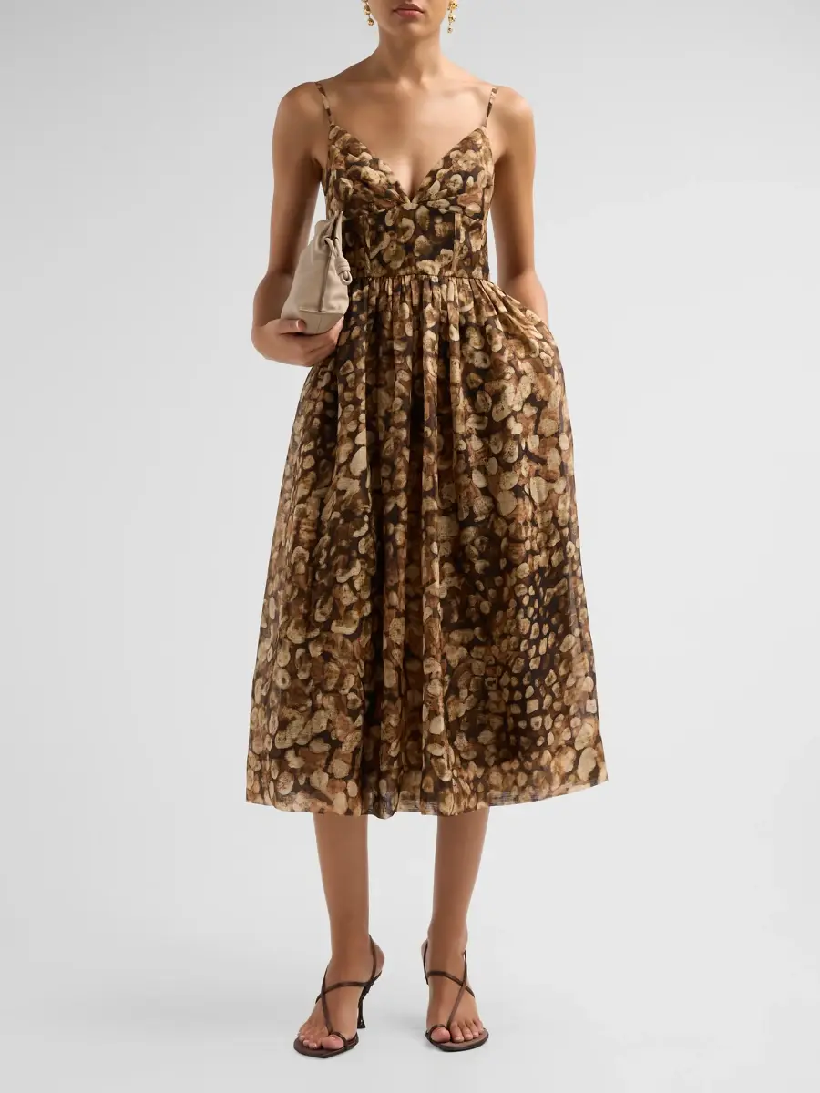 Cara Cara Women's Miro Printed Linen-Silk Midi Dress | Thumbnail 2