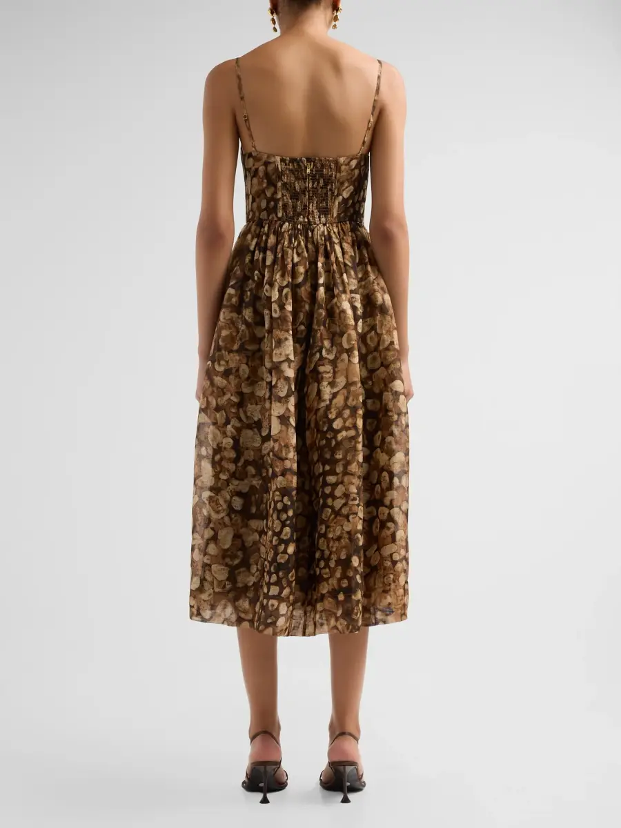 Cara Cara Women's Miro Printed Linen-Silk Midi Dress | Thumbnail 3