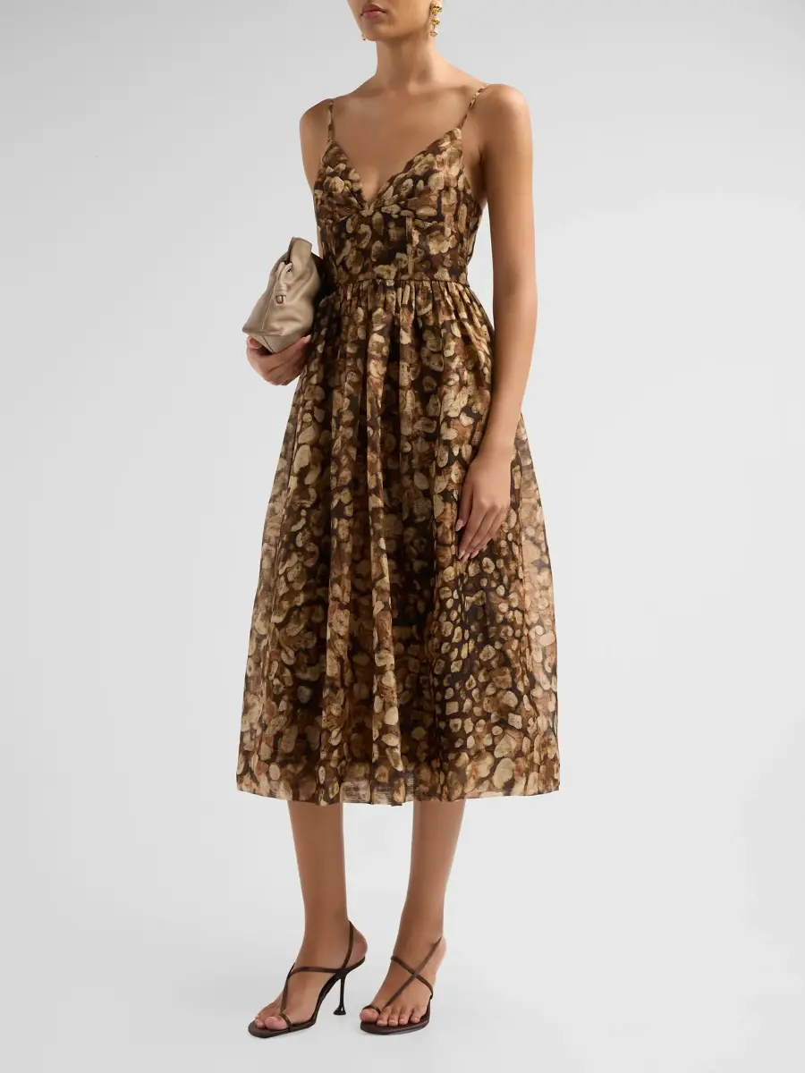 Cara Cara Women's Miro Printed Linen-Silk Midi Dress | Thumbnail 4