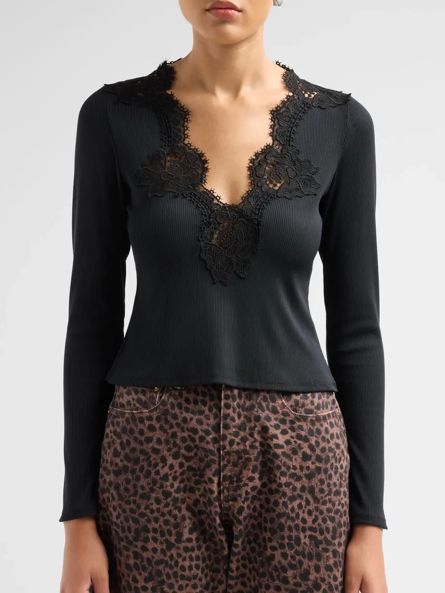 Generation Love Women's Lady Lace Ribbed Top | Thumbnail 5