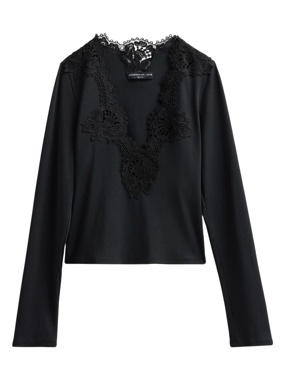 Women's Lady Lace Ribbed Top