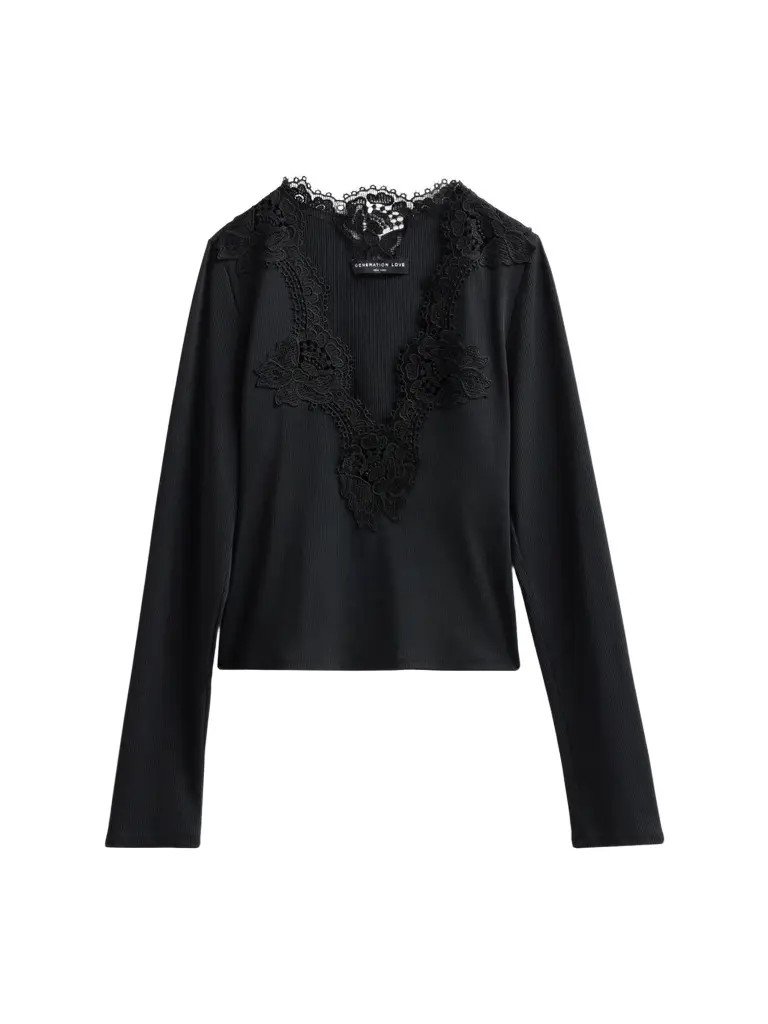 Women's Lady Lace Ribbed Top Women's Lady Lace Ribbed Top