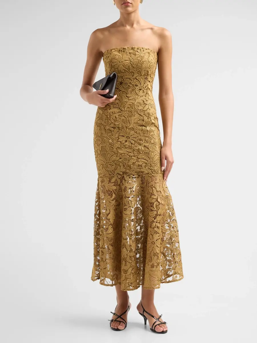 Generation Love Women's Tia Guipure Strapless Tea-Length Dress | Thumbnail 2 Generation Love Women's Tia Guipure Strapless Tea-Length Dress | Thumbnail 2