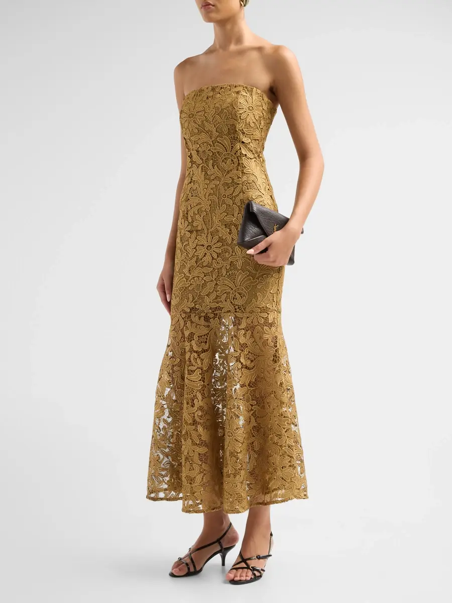 Generation Love Women's Tia Guipure Strapless Tea-Length Dress | Thumbnail 4 Generation Love Women's Tia Guipure Strapless Tea-Length Dress | Thumbnail 4