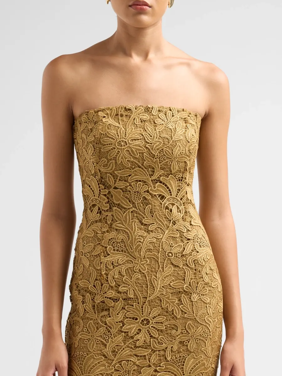 Generation Love Women's Tia Guipure Strapless Tea-Length Dress | Thumbnail 5 Generation Love Women's Tia Guipure Strapless Tea-Length Dress | Thumbnail 5
