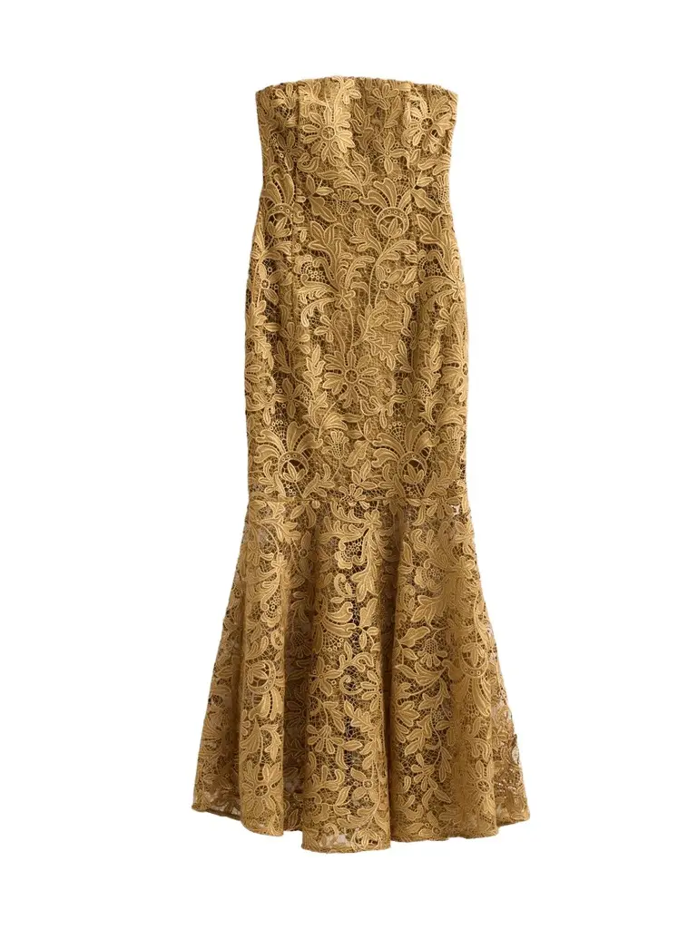 Women's Tia Guipure Strapless Tea-Length Dress Women's Tia Guipure Strapless Tea-Length Dress
