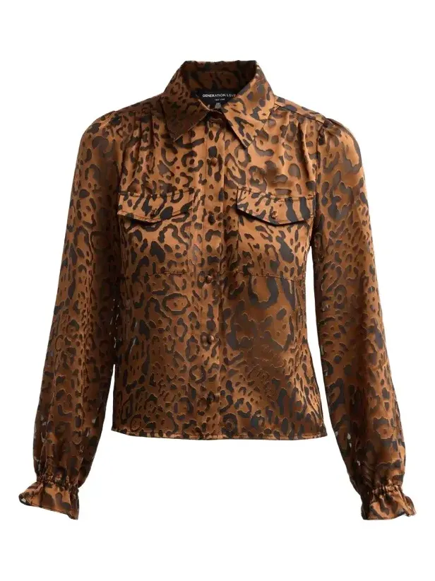 Generation Love Women's ​Priya Leopard Burnout Blouse