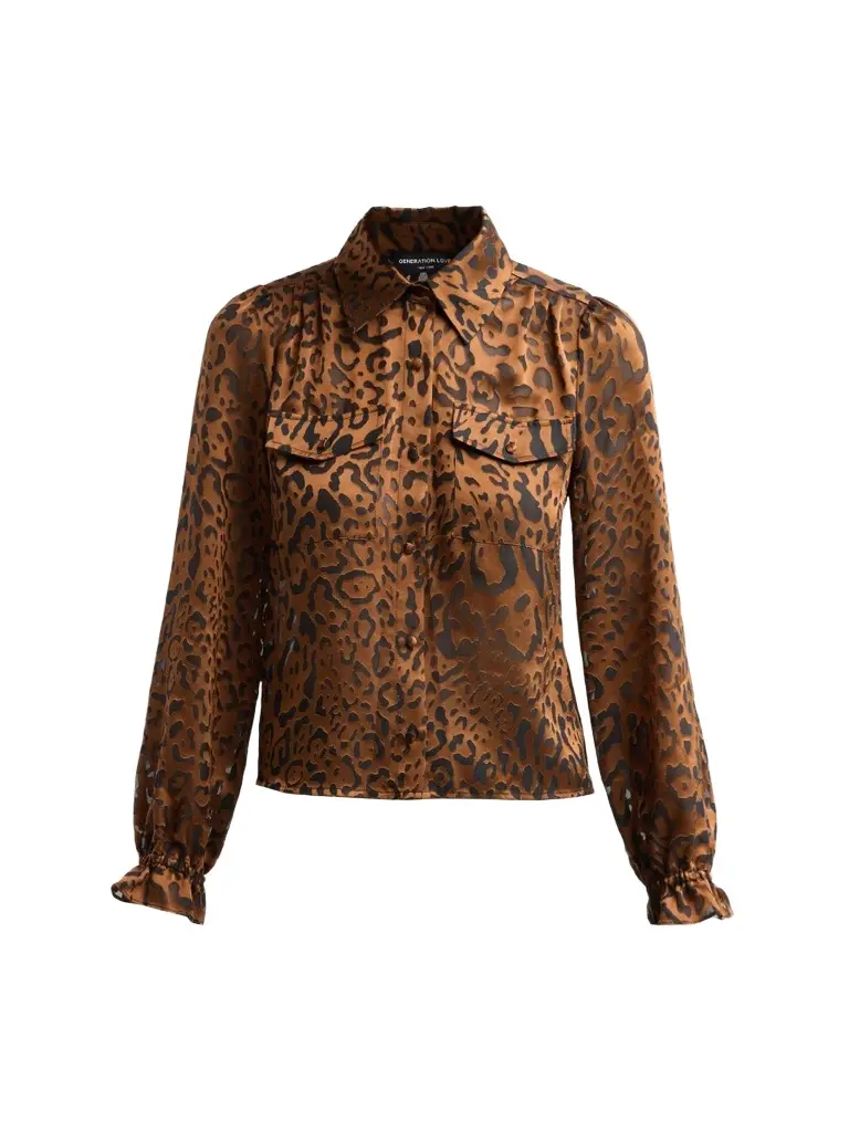 Generation Love Women's ​Priya Leopard Burnout Blouse