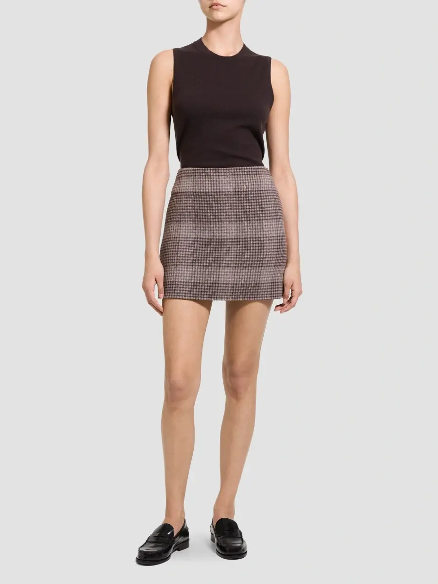 Theory Women's Plaid Wool-Cashmere A-Line Miniskirt | Thumbnail 2 Theory Women's Plaid Wool-Cashmere A-Line Miniskirt | Thumbnail 2