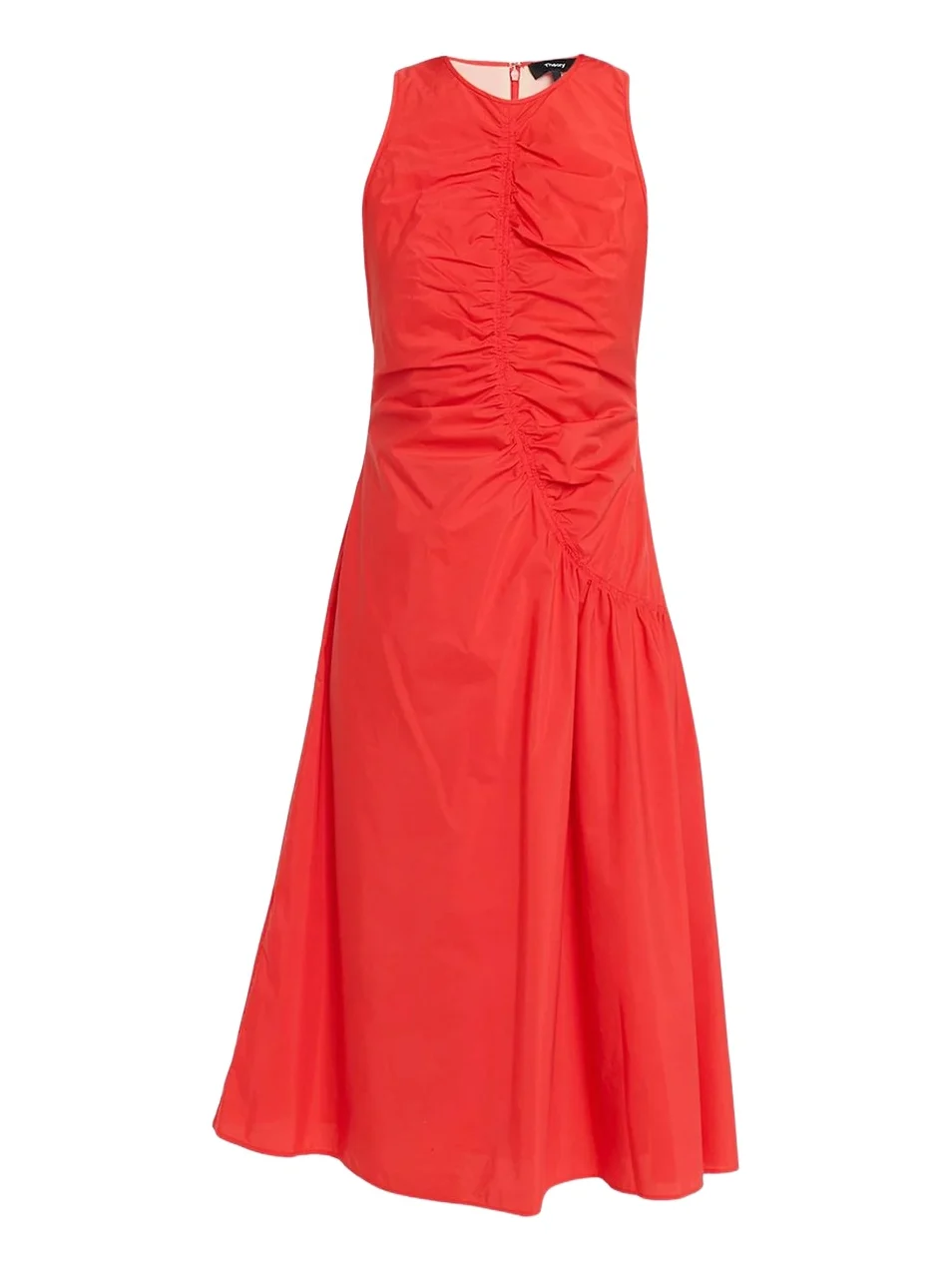 Women's Asymmetrical Ruched Soft Lawn Midi-Dress