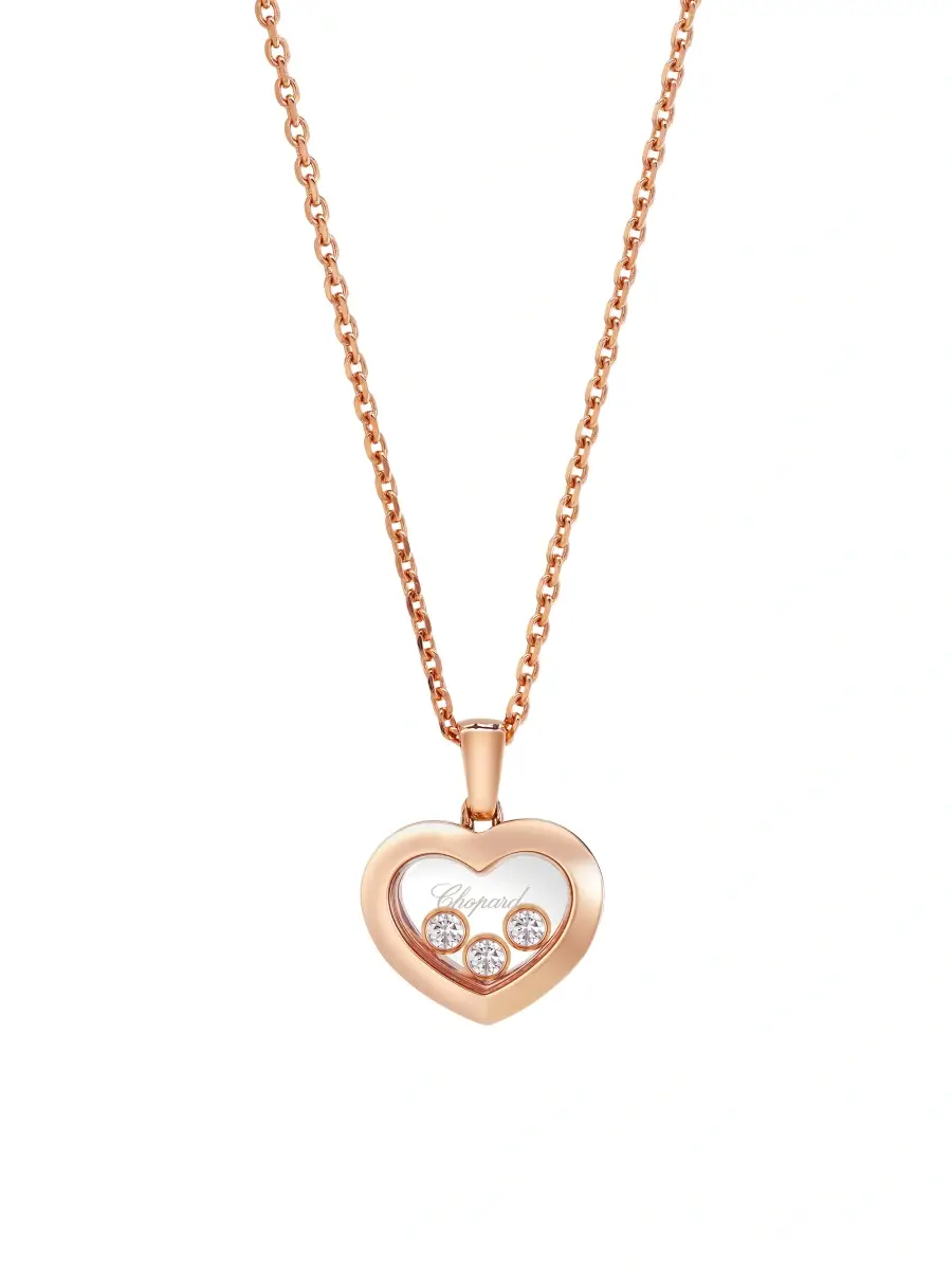 Chopard Women's Happy Diamonds Icons 18K Rose Gold & Diamond Heart Pendant Necklace