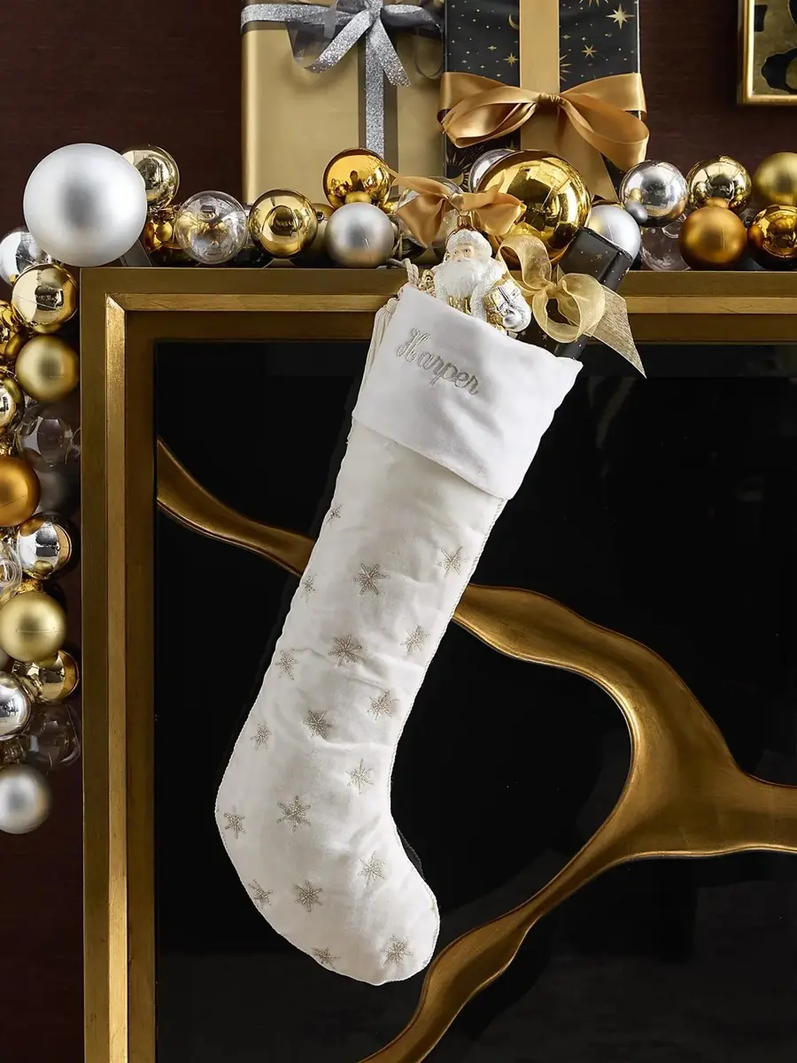 Sudha Pennathur Winterglow Velvet Snowflake Stocking