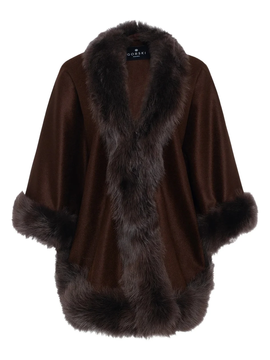 Women's Select Cashmere Capelet with Merinillo Shearling Lamb Trim